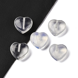 Опал Opalite бисер, половине просверлил, сердце, 12x12x5.3 мм, отверстие : 1 мм