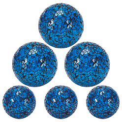 Синий 6 шт. 2 стили стеклянная мозаика пенопластовые шары рождественские украшения, синие, 58.5~80 мм, 3 шт / стиль