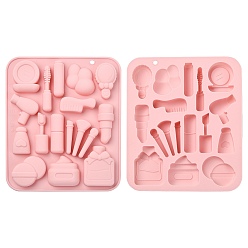 Pink 17 различные формы косметических инструментов, Силиконовые формы, восковые бутылки, формочки для шоколада, капельные формы для торта, розовые, 19x16x1.5 см