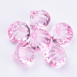 Pink Прозрачные акриловые подвески, граненые, алмаз, розовые, 15x15 мм, отверстие : 2 мм