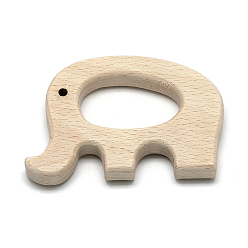 Цвет Древесины Неокрашенные бука большие подвески, без свинца, слон, деревесиные, 50x72x10.5 мм, отверстие : 4 мм