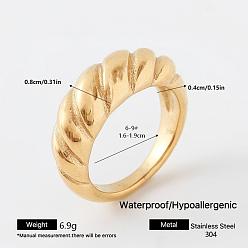 Golden 304 Stainless Steel Finger Rings for Women, Twist, Golden, 8mm, US Size 6(16.5mm)