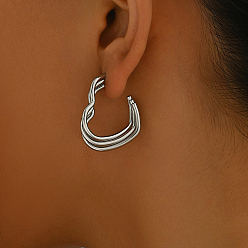 Серебро Винтажные многослойные серьги-гвоздики в форме сердца из нержавеющей стали, серебряные, 201 мм