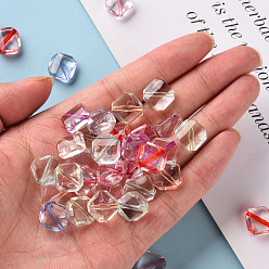 Mixed Color Transparent Acrylic Beads, Rhombus, Mixed Color, 13x13x3mm, Hole: 1.6mm, Side Length: 12x12mm, about 830pcs/500g