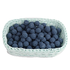 Морской Синий Бусины из ткани ручной работы, дерева, покрытого шерстью, круглые, Marine Blue, 20 мм