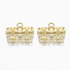 Brut (Non-plaqué) Lustre laiton liens de composants, sans nickel, rectangle, brut (non plaqué), 16x19x2mm, Trou: 2mm