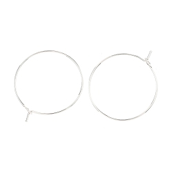 Real Platinum Plated SHEGRACE Brass Hoop Earring Findings, Wine Glass Charm Rings, Cadmium Free & Nickel Free & Lead Free, Real Platinum Plated, 29x25x0.8~3.5mm