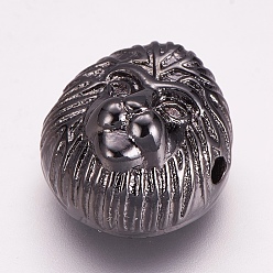 Gunmetal Brass Micro Pave Cubic Zirconia Beads, Chimpanzees, Gunmetal, 13.5x12.5x8mm, Hole: 1.5mm