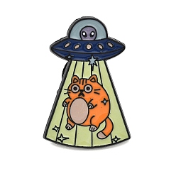 Разноцветный НЛО с эмалированными брошами в виде кошек, булавки для лацканов из сплава для одежды рюкзака, чёрные, красочный, 29x19.5 мм