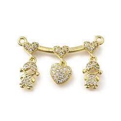 Настоящее золото 18K Латунные микро проложить кубического циркония подвески, сердце с девушкой, стойки покрытие, долговечный, без свинца и без кадмия, реальный 18 k позолоченный, 20.5x32.5 мм, дырка: 1.6мм девушка
