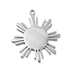 Stainless Steel Color 304 Stainless Steel Pendants, Sun Charms, Stainless Steel Color, 27x25x1.5mm, Hole: 1.6mm