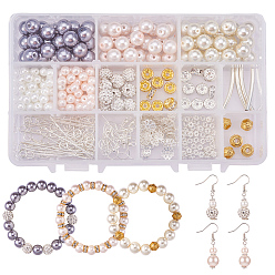 Mixed Color Glass Pearl Bracelet Making Kit, Mixed Color, 16.5x10.8x3cm