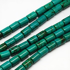 Turquoise Natural Magnesite Beads Strands, Column, Dyed & Heated, Turquoise, 8x6mm, Hole: 1mm, about 40pcs/strand, 15.74 inch
