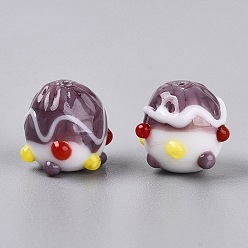 Средний Фиолетовый Ручной работы ухабистым Шарики Lampwork, кекс, средне фиолетовый, 12~13x12~14 мм, отверстие : 1~1.8 мм