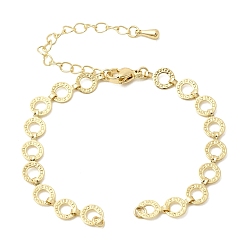 Настоящее золото 18K Изготовление браслетов из латунных звеньевых цепочек с текстурированной поверхностью., стойки покрытие, долговечный, без свинца и без кадмия, реальный 18 k позолоченный, 11.97 дюйм (30.4 см), Перейти кольцо: 3x0.7 мм, внутренний диаметр: 1.6 мм