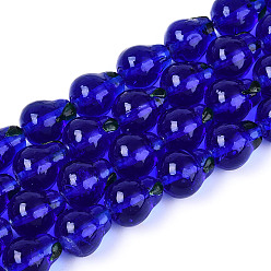 Темно-Синий Бусины лэмпворк , грушевые обереги, темно-синий, 14~15x11.5~12x11.5~12 мм, отверстие : 0.9~1.2 мм, около 20 шт / нитка, 11.22~11.42'' (28.5~29 см)