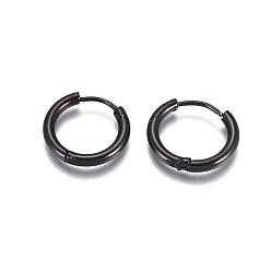 Черный 304 обруч серьги из нержавеющей стали замке, с 316 хирургическим ионным покрытием из нержавеющей стали (IP), кольцо, электрофорез черный, 17x2.5 мм, 10 датчик, штифты : 0.9 мм