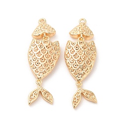 Настоящее золото 18K Латунные подвески, без кадмия, без никеля и без свинца, очарование рыбы, реальный 18 k позолоченный, 20x8x3 мм, отверстие : 0.8 мм
