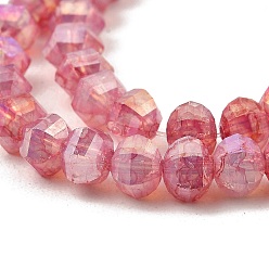 Light Coral Imitation Jade Glass Beads Strands, Faceted, AB Color Plated, Rondelle, Light Coral, 5x4.5mm, Hole: 1.2mm, about 70pcs/strand, 12.80''(32.5cm)