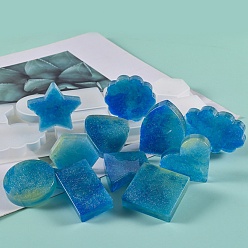 Белый Силиконовые формы для цветов, флагов и геометрической геометрической формы, кабошон своими руками, формы для литья смолы, для изготовления изделий из уф-смолы и эпоксидной смолы, белые, 215x77x8 мм, внутренний диаметр: 10~36x24~45 мм