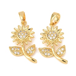 Золотой Латунные микропаве прозрачные подвески с фианитом, , золотые, 23x12.5x3 мм, отверстие : 5x3 мм