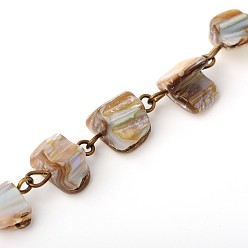 Морская Ракушка Ручной море стеклянные бусы цепи для ожерелья браслеты делает, с железным штифтом, несварные, античная бронза, цвет морской раковины, 39.3 дюйм
