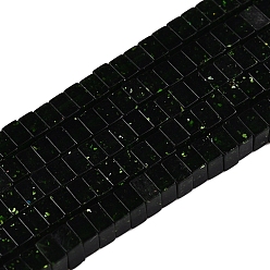 Зеленый Голдстоун Синтетический зеленый авантюрин бисер нитей, квадратный, 2.5x2.5x1.5 мм, отверстие : 0.8 мм, около 225~245 шт / нитка, 14.92~15.39 дюйм (37.9~39.1 см)