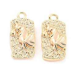 Echt 18 k vergoldet Messing Charme, Cadmiumfrei und Nickel frei und Bleifrei, , Rechteck mit Pferdeanhänger, echt 18 k vergoldet, 14.5x7x3 mm, Bohrung: 1.2 mm