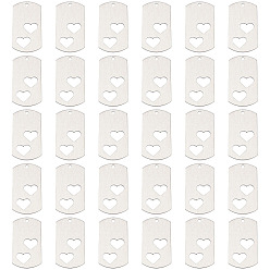 Platinum Aluminium Pendants, Stamping Blank Tag, Name Plate, Business Card Blanks, Dog Tap Shape with Heart, Platinum, 46x25x1.5mm, Hole: 3mm, 30pcs/box