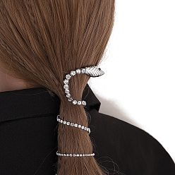 Платина Заколки для волос в виде змеи, с цепочкой для наращивания волос со стразами, аксессуары для волос для женщин и девочек, платина, 490 мм