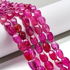 Темно-Розовый Природных вены драконов агат бисер нитей, окрашенная и подогревом, твист, темно-розовыми, 12x8x8 мм, отверстие : 1.2 мм, около 33 шт / нитка, 16.34'' (41.5 см)