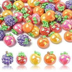 Разноцветный 40шт. 5 стили УФ-покрытие непрозрачная смола кабошоны, радужная оболочка, фрукты, разнообразные, красочный, 16~19.5x15.5~16.5x10~10.5 мм, 8 шт / стиль