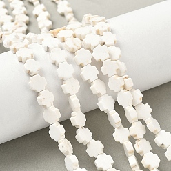 Белый Шестеренка крест натуральный магнезит бусины нити, белые, 7~8x8x3 мм, отверстие : 1 мм, около 48 шт / нитка, 15.12'' (38.4 см)