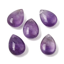 Amethyst Natural Amethyst Pendants, Teadrop Charms, 18x13.5x8mm, Hole: 0.8mm