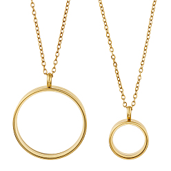 Золотой Наборы для изготовления ожерелий своими руками, включая 304 подвески из нержавеющей стали и ожерелья из цепей, плоско-круглые, золотые, 25.5x19x16 мм, отверстие : 5 мм