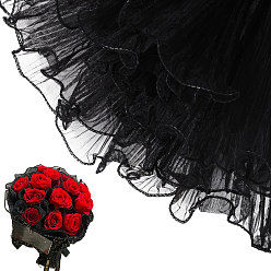 Черный Органза плиссированная марлевая лента, аксессуары для одежды, чёрные, 10-7/8 дюйм (275 мм), около 4.2 ярдов/шт.