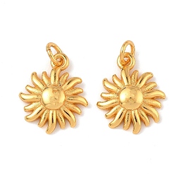 Настоящее золото 24K Латунные подвески, солнечные чары, долговечный, без свинца и без кадмия, с целью перехода в кольце, реальный 24 k позолоченный, 13.5x11x3 мм, отверстие : 2 мм