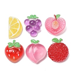 Mixed Shapes Кабошоны из непрозрачной смолы с фруктовой тематикой, имитирующие продукты питания., разноцветные, разнообразные, 24~30x16~23x9~13 мм