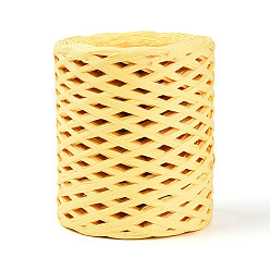 Шампанско-Желтый Лента из рафии, упаковочная бумажная нить, для упаковки подарков, декорации для вечеринок, ремесло ткачество, шампанское желтый, 3~4 мм, около 200 м / рулон