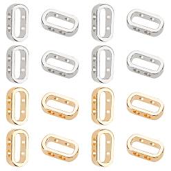 Couleur Mélangete 200pcs 2 couleurs cadre de perles en alliage, 4-trou, ovale, or clair et platine, couleur mixte, 10.5x5.5x3mm, 8x3.5 mm de diamètre intérieur , 100 pcs / couleur
