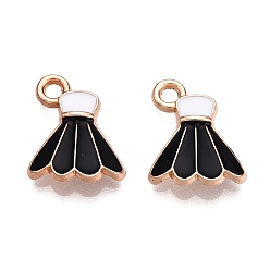 Черный Сплав эмали прелести, без свинца и без кадмия, платье очарование, золотые, чёрные, 13.5x11x3 мм, отверстие : 1.6 мм