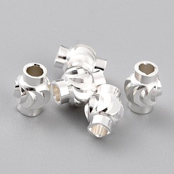 Посеребрённый Латунные бусины, долговечный, колонка, 925 серебро покрытием, 5x3.5 мм, отверстие : 1.6 мм