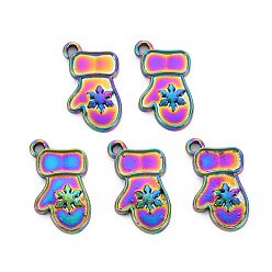 Rainbow Color Оправа из сплава кабошон для эмалевых подвесок, Радуга цветов, без кадмия, без никеля и без свинца, Рождество, перчатка, 19.5x10x2 мм, отверстие : 1.5 мм