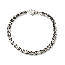 Черный Двухцветный 201 браслет-цепочка в византийском стиле из нержавеющей стали, 304 из нержавеющей стали пряжки, чёрные, 8-7/8 дюйм (22.6 см), широк: 5.5 мм