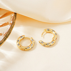 Ring Серьги-кольца из латуни с прозрачным кубическим цирконием, золотые, кольцо, 18x19 мм