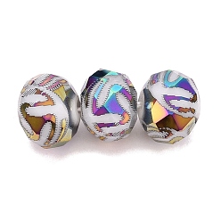 Coloré Perles en verre electroplate, Rondelle avec motif, facette, colorées, 7~8x5.5~6mm, Trou: 1~1.2mm