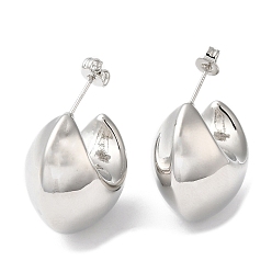 Платина Серьги-пусеты из латуни с покрытием стойки, платина, 22x17.5 мм