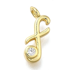 Letter F Латунные микро проложить кубического циркония подвески, письмо амулеты, стойки покрытие, долговечный, без кадмия и без свинца, Буква F, 13x5x2 мм, отверстие : 1.6 мм