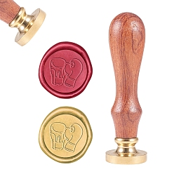 Золотой DIY альбом, латунные сургучные печати и деревянные ручки, боксерские перчатки, золотые, 8.9x2.5 см, марки: 25x14.5 мм