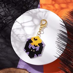 Bat 5 шт. подвесные украшения из стеклянных бусин на Хэллоуин, шестиугольник, с цинковым сплавом застежками омаров коготь, летучая мышь, 54 мм